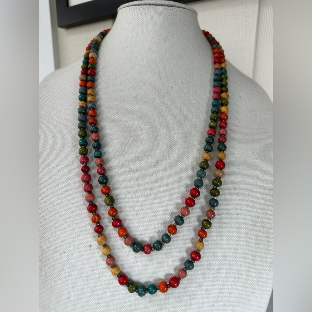 Vintage smaller style wooden bead necklace